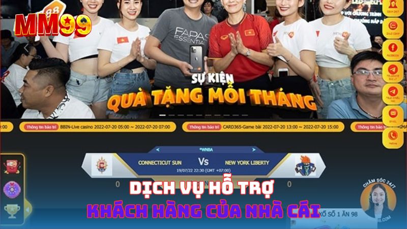 Dịch vụ hỗ trợ khách hàng của nhà cái